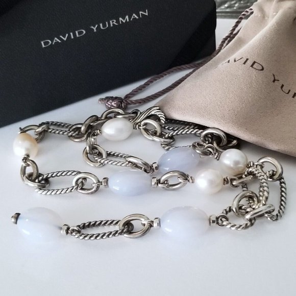 SOLD - DAVID YURMAN *RARE* Lavender Chalcedony & Pearl Y Necklace - MINT! $1750 - Picture 4 of 6